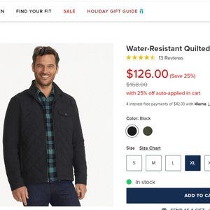 UNTUCKIT Water-Resistant Quilted City Jacket - NEW WITH TAGS!